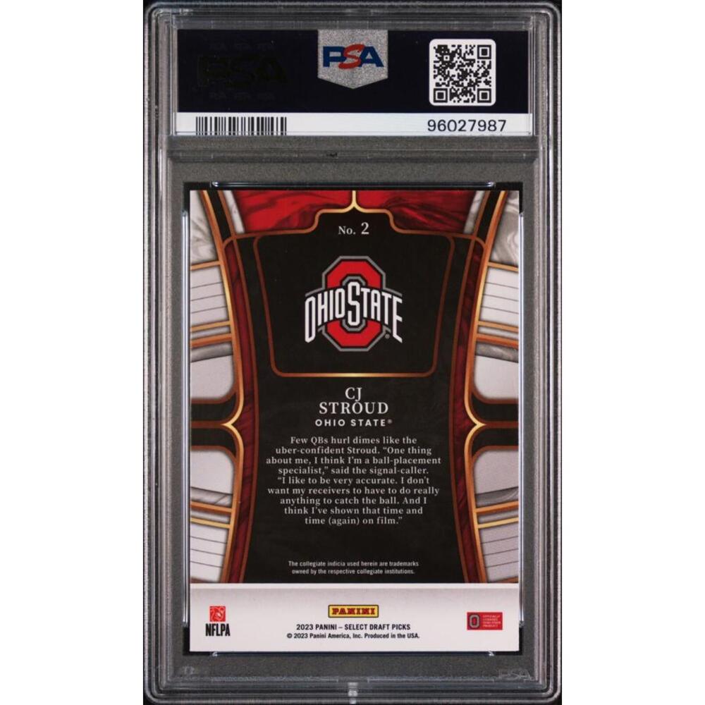 2023 Panini Select Draft Picks #2 Blue CJ Stroud Rookie RC PSA 10 Gem Mint - Picture 3 of 3